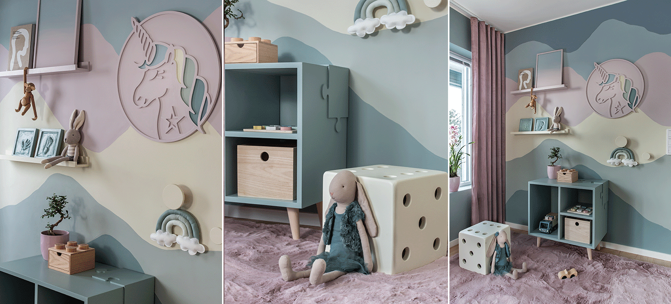 Måla en lekfull vägg ton-i-ton med kulörer från Årets färg