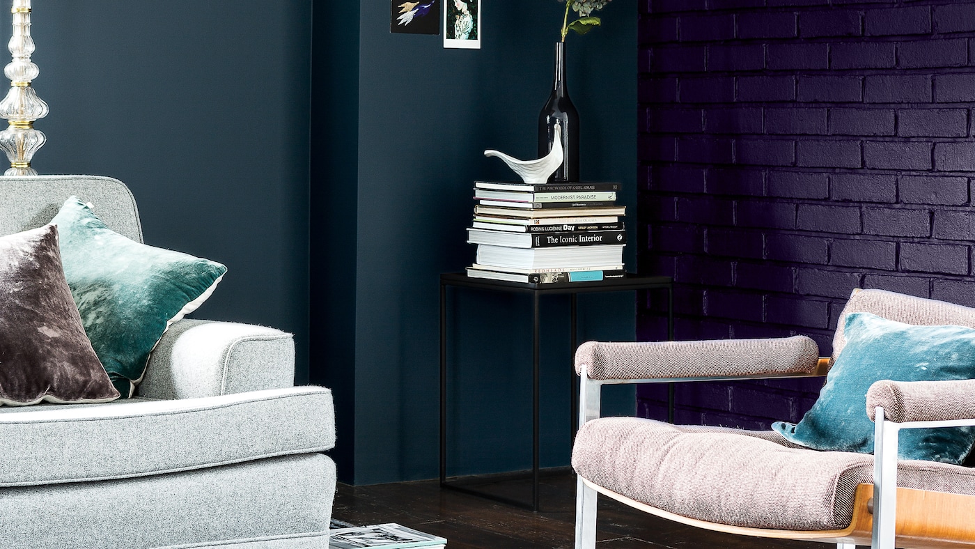 If the finish on your walls is less than perfect but you don’t have the time or money to have them replastered, painting them in a dark colour can cover up a multitude of sins.