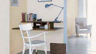 Add cheerful blue to a light coloured home office