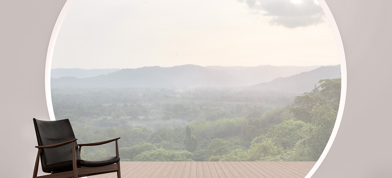 Udsigtsplatform på et hospital med et cirkulært vindue 