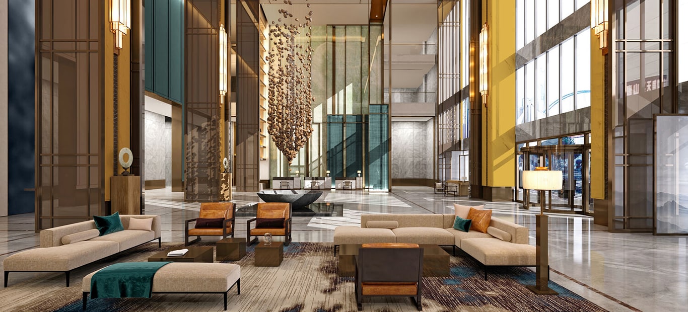 ruime lobby van een hotel
