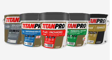 Gama de productos de pintura profesional TitanPro para diferentes aplicaciones