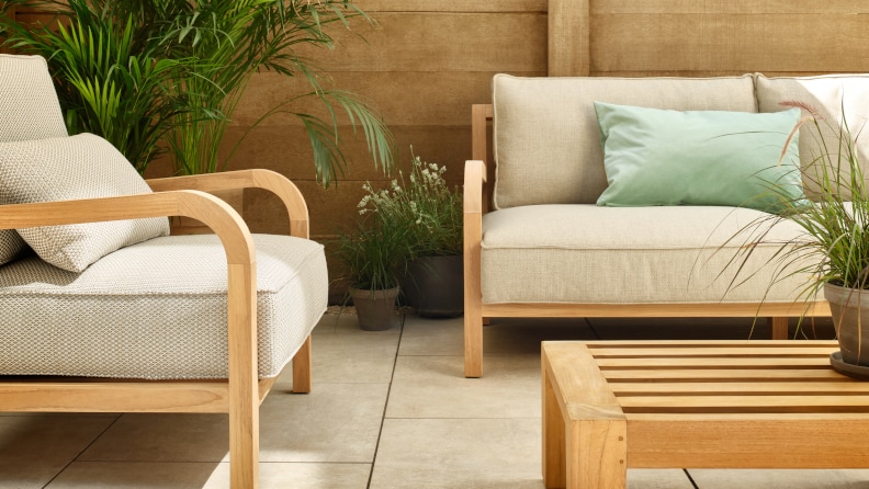 Wooden garden table and chairs