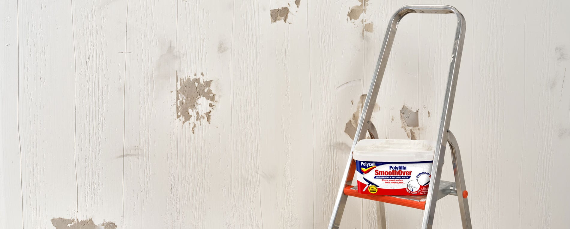 Polycell SmoothOver product on step ladder